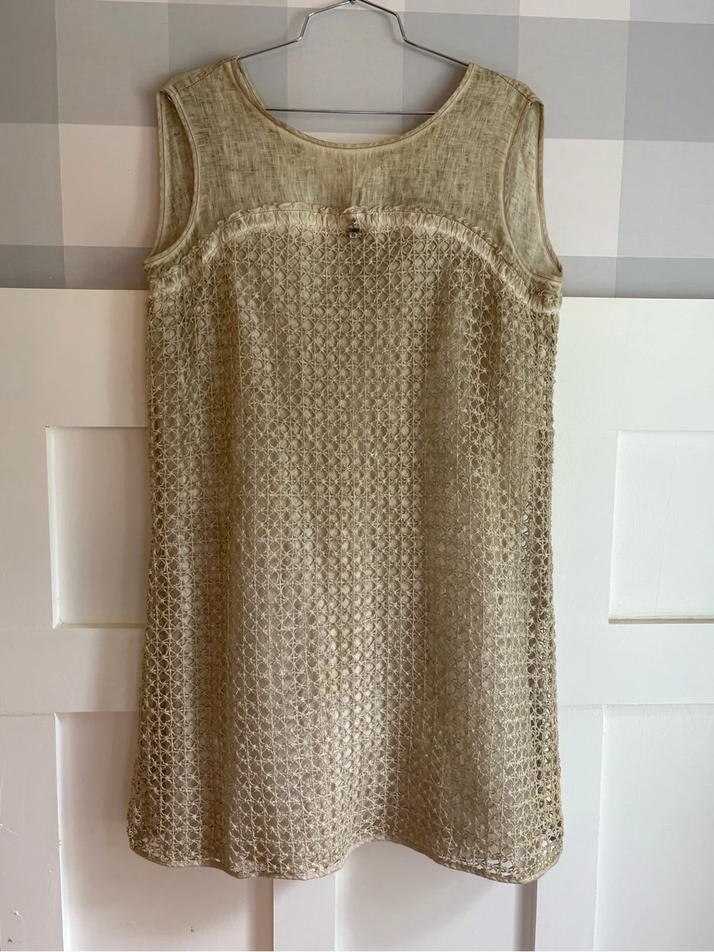Elisa Cavaletti Cream Crochet Sleeveless Mini Dress XL - Picture 6 of 10